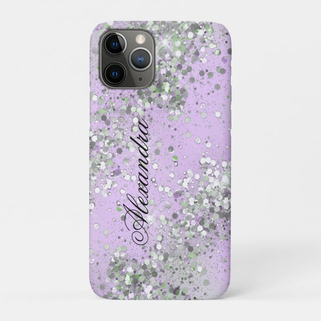 Capa Para iPhone 11 Pro Brilho de Luxo Holográfico Brilho Glitter Personal (Verso)