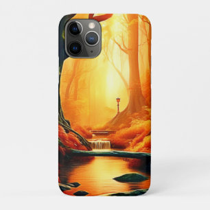 Capa Para iPhone 11 Pro Brilho de Ouro da Floresta Encantada