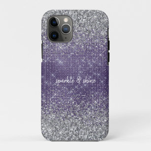 Capa Para iPhone 11 Pro Brilho de Prata de Sparkle Roxo