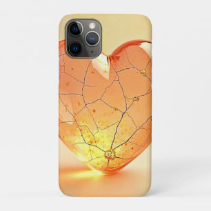 Capa Para iPhone 11 Pro Brilho do Coração Rachado Dourado