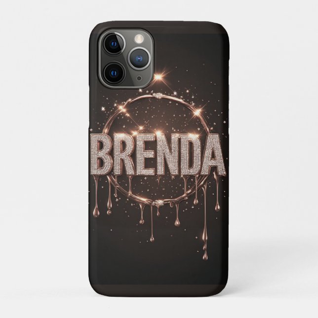 Capa Para iPhone 11 Pro 💖 Brilho Rosa Dourado “Brenda”  Glitter de Gotas  (Verso)