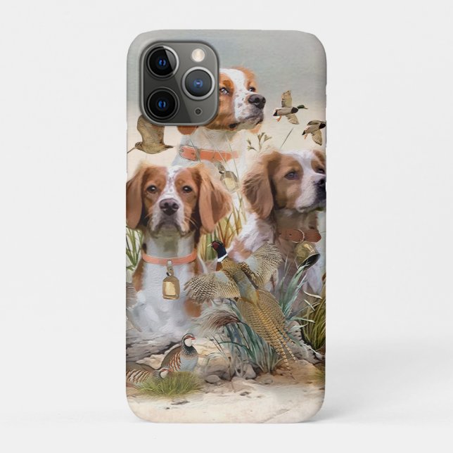 Capa Para iPhone 11 Pro Brittany Spaniel, Paixão por Aves (Verso)