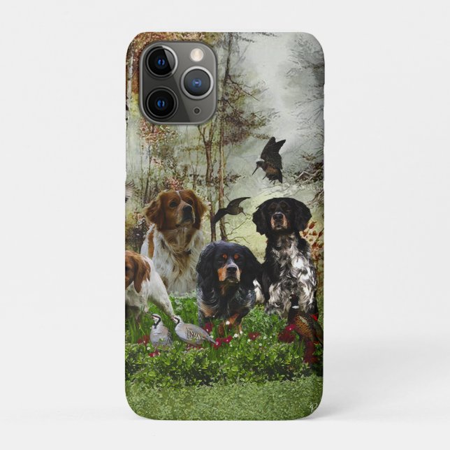 Capa Para iPhone 11 Pro Brittany Spaniels, Caça de Pássaros (Verso)