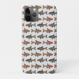 Capa Para iPhone 11 Pro Brook Trout Cinza Amarelo Laranja na Cinza NH
