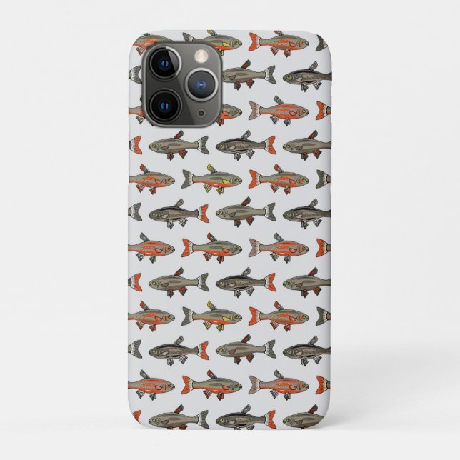 Capa Para iPhone 11 Pro Brook Trout Cinza Amarelo Laranja na Cinza NH (Verso)