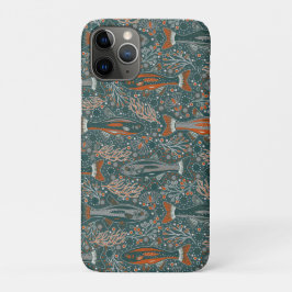 Capa Para iPhone 11 Pro Brook Trout - Cinza, Laranja, sobre Turquesa - Pei