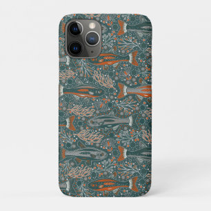 Capa Para iPhone 11 Pro Brook Trout - Cinza, Laranja, sobre Turquesa - Pei