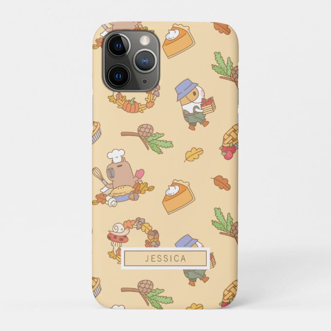 Capa Para iPhone 11 Pro Bubu, Pig, Queda e Pie Patterno (Verso)