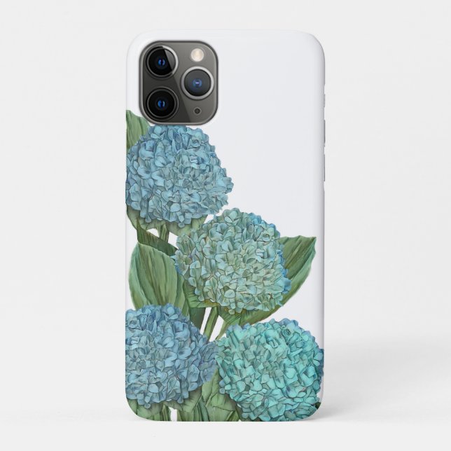 Capa Para iPhone 11 Pro Buquê de Hydrangea azul Dusty (Verso)