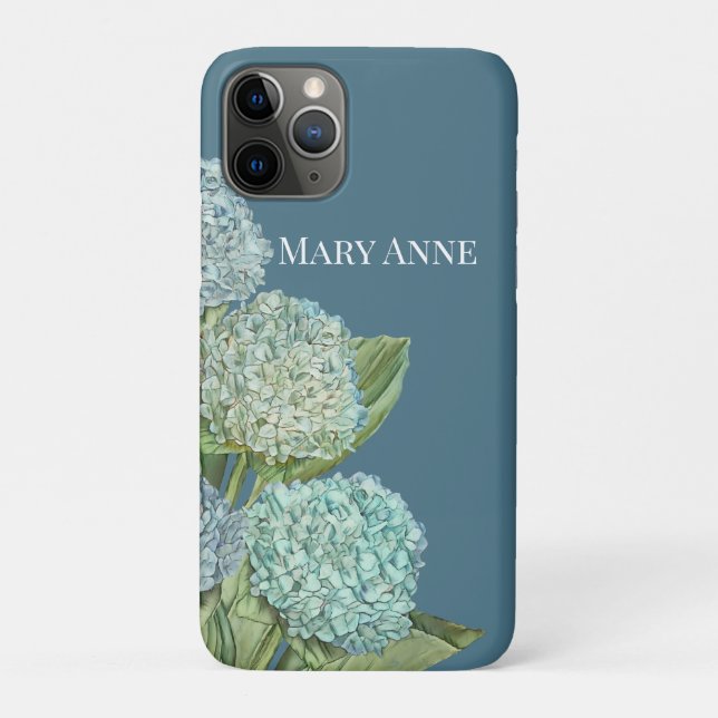 Capa Para iPhone 11 Pro Buquê de Hydrangea azul Dusty (Verso)