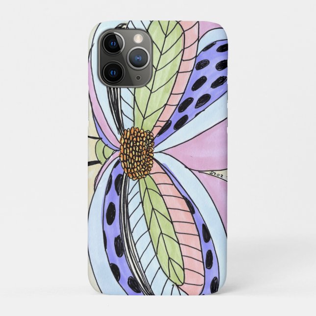Capa Para iPhone 11 Pro Butterfly Flower Blank (Verso)