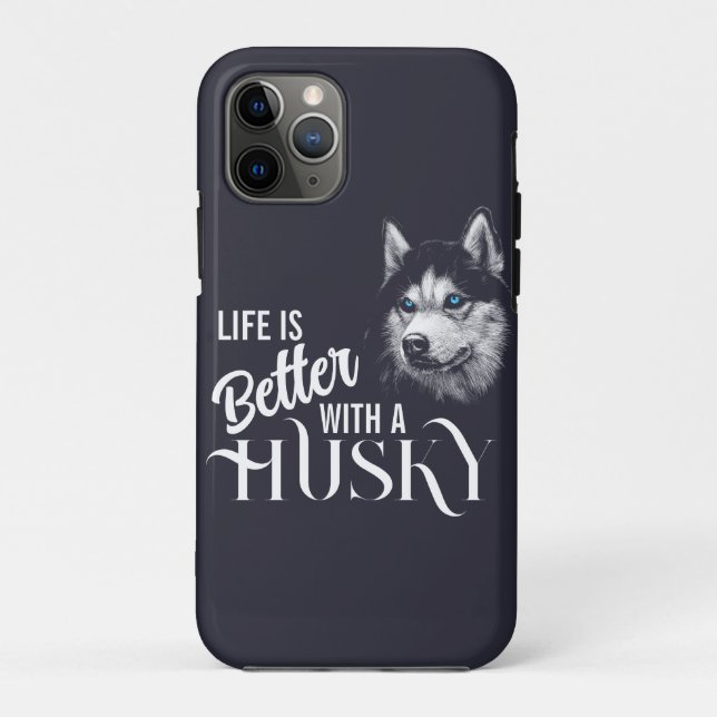 Capa Para iPhone 11 Pro Cabeça De Retrato Irmão Husky Com Olhos Azuis (Verso)