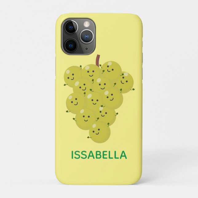 Capa Para iPhone 11 Pro Cachopa engraçada de ilustração de desenho de uvas (Verso)