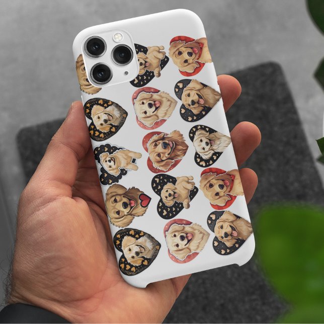 Capa Para iPhone 11 Pro Cachorro do namorados Ouro (Valentine Golden Retriever Dog Case-Mate iPhone Case)
