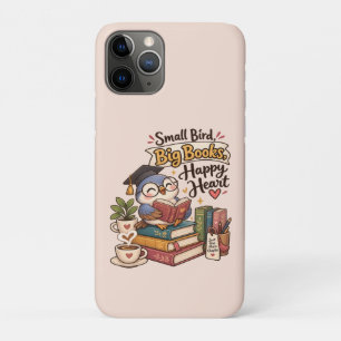 Capa Para iPhone 11 Pro Caderno de Ilustração de Coruja Fofa Lendo Livros