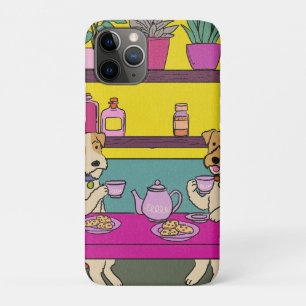 Capa Para iPhone 11 Pro Cães tomando chá da tarde