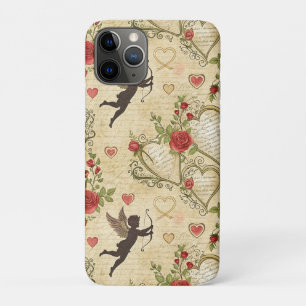 Capa Para iPhone 11 Pro Cama de Casal Cupido Caligrafia Vitoriana Dia dos