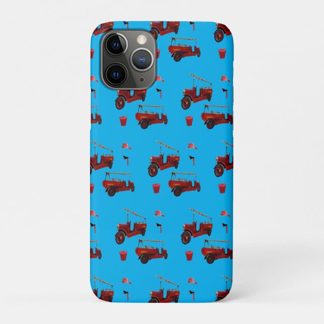 Capa Para iPhone 11 Pro Caminhão E Equipamento De Combate A Incêndios Vint (Verso)