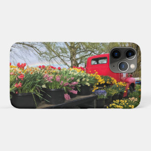 Capa Para iPhone 11 Pro Caminhão Vermelho com Flores de primavera e Arco-