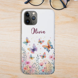Capa Para iPhone 11 Pro Campanha da Borboleta Aquarela Encantadora