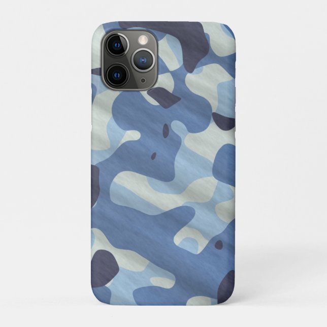 Capa Para iPhone 11 Pro Camuflagem do Exército de Padrões Azuis (Verso)
