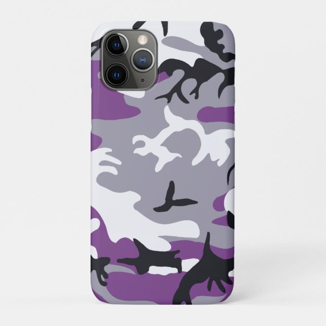 Capa Para iPhone 11 Pro Camuflagem Roxa (Verso)