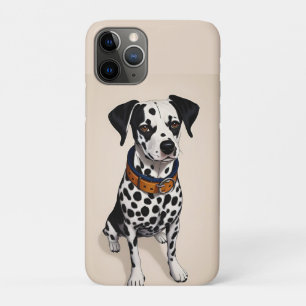 Capa Para iPhone 11 Pro Cão Dalmata com Manchas Pretas e Coleira