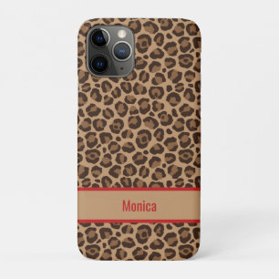 Capa Para iPhone 11 Pro Capa de iPhone Luxo Vermelho com Estampa de Leopar