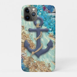 Capa Para iPhone 11 Pro Capa de iPhone Náutica com Âncora Azul