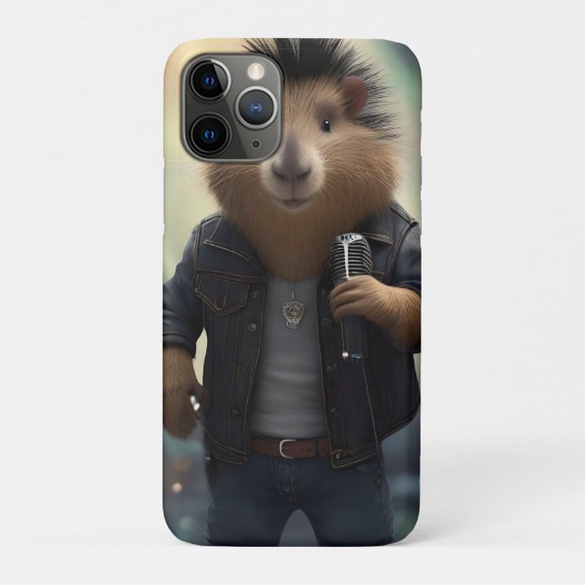 Capa Para iPhone 11 Pro "Capivara Mohawk: Agitando o Rio!" (Verso)