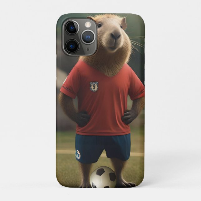 Capa Para iPhone 11 Pro "Capybara com Ponta de Goal: A Estrela de Futebol  (Verso)