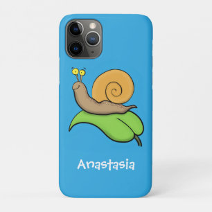 Capa Para iPhone 11 Pro Caracol bonito e feliz numa ilustração de desenho