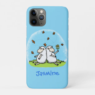 Capa Para iPhone 11 Pro Caricatura de carneiros e borboletas