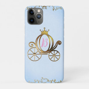Capa Para iPhone 11 Pro Carrinho de Princesa Dourado Conto de Fadas Azul P