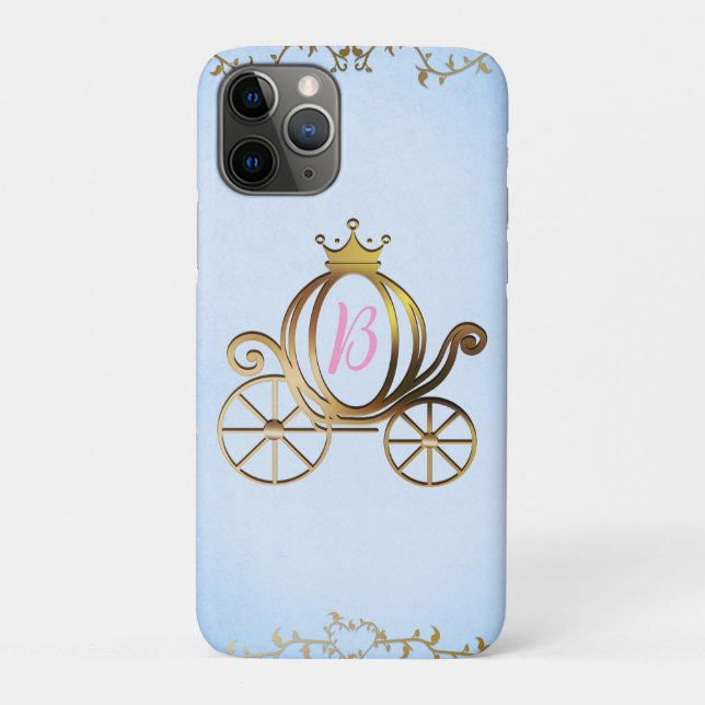 Capa Para iPhone 11 Pro Carruagem Dourada da Princesa História Azul Person (Verso)