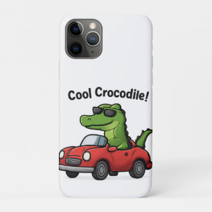 Capa Para iPhone 11 Pro Cartoon Crocodilo legal em Óculos de sol Dirigindo