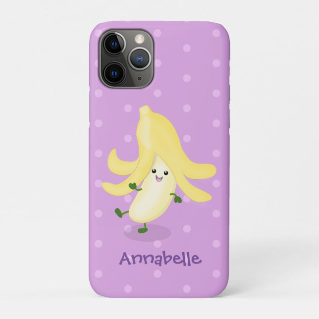 Capa Para iPhone 11 Pro Cartoon de banana kawaii (Verso)