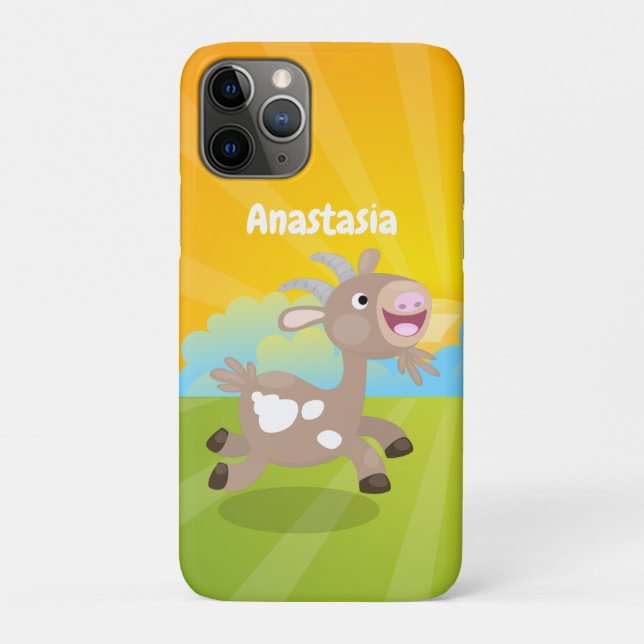 Capa Para iPhone 11 Pro Cartoon de cabra feliz e bonito (Verso)