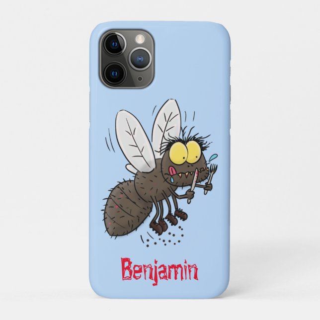 Capa Para iPhone 11 Pro Cartoon de insetos com mosca espinhenta (Verso)