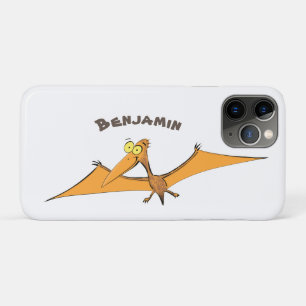 Capa Para iPhone 11 Pro Cartoon voador de pterodátilo, cor de laranja giro