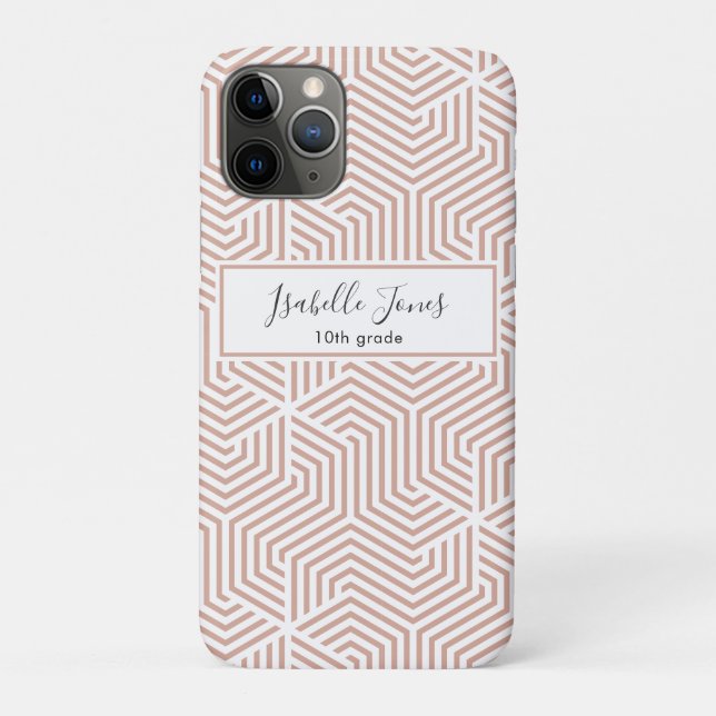Capa Para iPhone 11 Pro Cas de escola personalizada com script geométrico  (Verso)