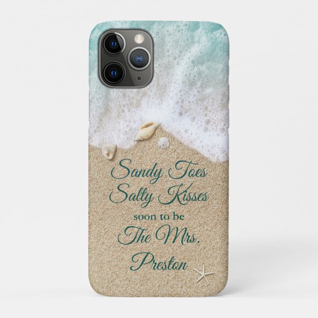 Capa Para iPhone 11 Pro Casamento Turquoise Sandy Toes Salty Kisses (Verso)