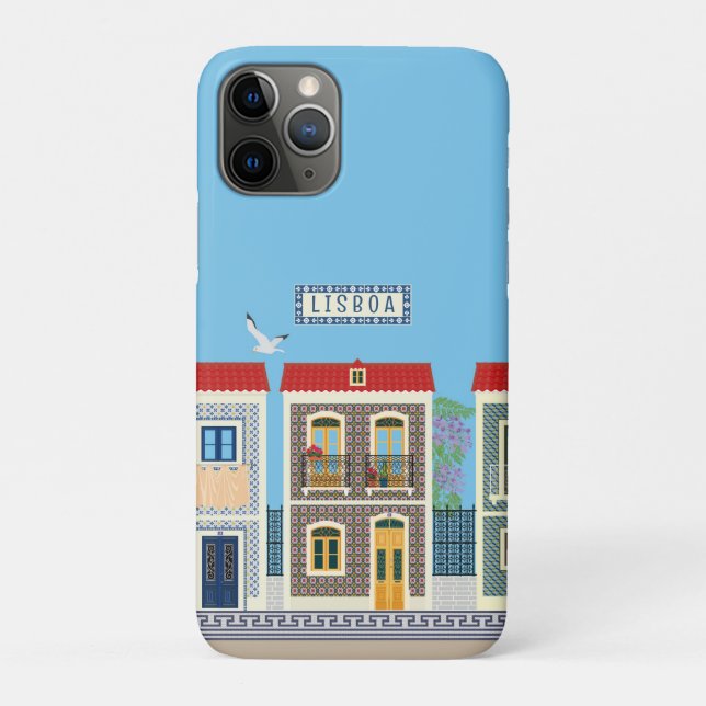 Capa Para iPhone 11 Pro Casas bonitas em português com azulejos ou azulejo (Verso)