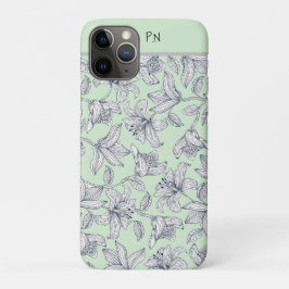 Capa Para iPhone 11 Pro Caso do iPhone/iPad do Sage Floral Monograma