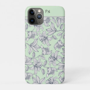 Capa Para iPhone 11 Pro Caso do iPhone/iPad do Sage Floral Monograma