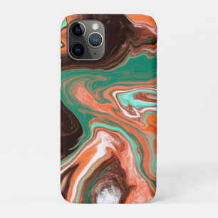 Capa Para iPhone 11 Pro Castanho, Teal, Arte Digital Laranja Marble