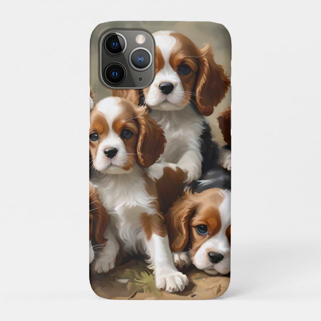 Capa Para iPhone 11 Pro Cavalier Spaniel Puppies São Tão Bonitos. (Verso)