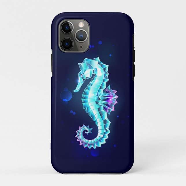 Capa Para iPhone 11 Pro Cavalo de Gelo Cristal em Fundo Azul (Verso)
