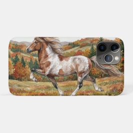 Capa Para iPhone 11 Pro Cavalo Islandês Freya no Bosque de Outono