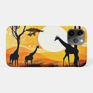 Capa Para iPhone 11 Pro Cena da Girafa Sunset Savannah Africana
